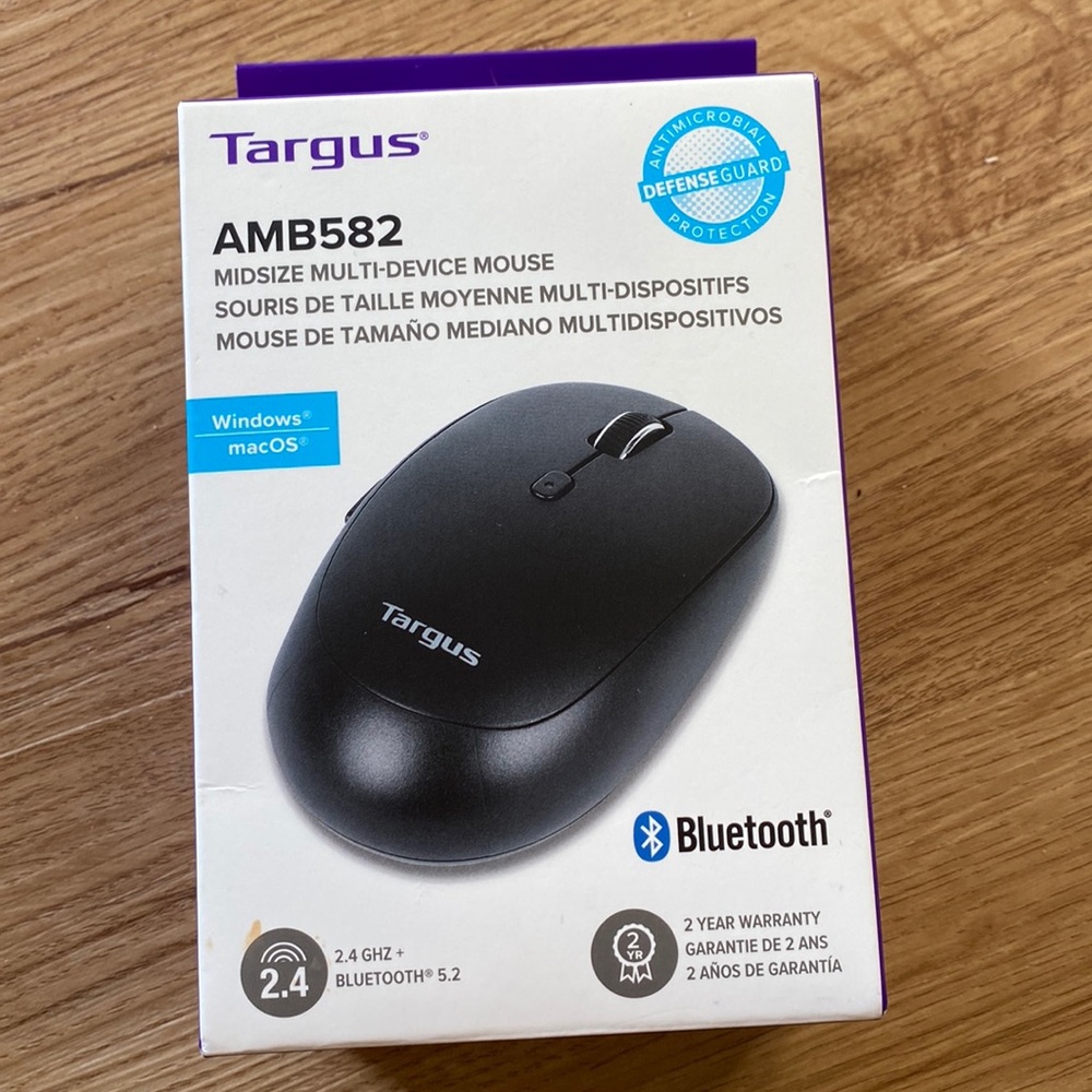 Targus Midsize Comfort Multi-Device Antimicrobial Wireless Mouse AMB582GL NEW